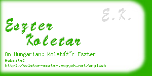 eszter koletar business card